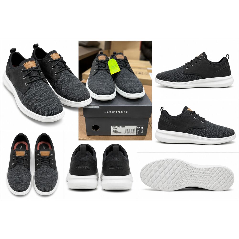Rockport Men's Zaden Plain Toe Oxford, Black Black Nubuck Mesh 001